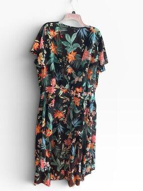 EUC Derek Heart Plus sheer Tropical Floral beach maxi dress coverup Size 3X